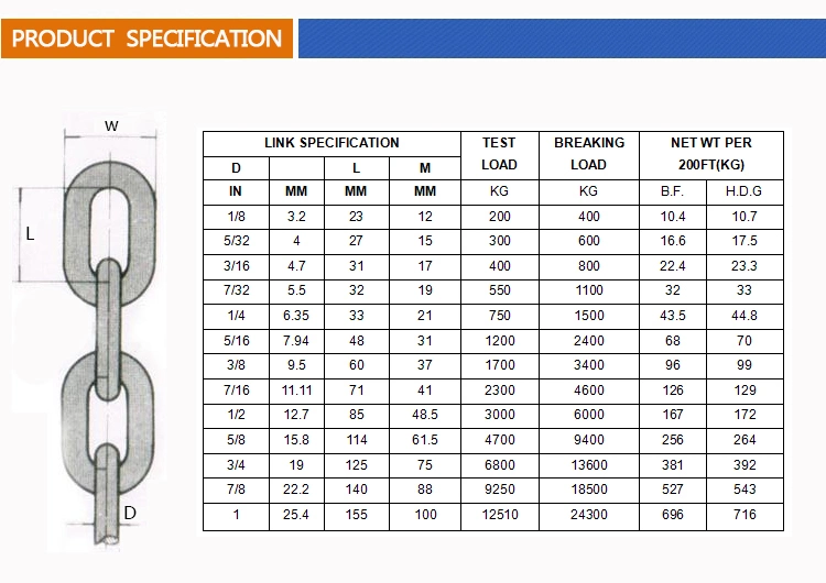 Galvanized Welded Carbon Steel Long Link Chain for Riverside