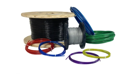 Câble métallique en acier galvanisé enduit de PVC d'unité centrale en nylon inoxydable SS304 SS316